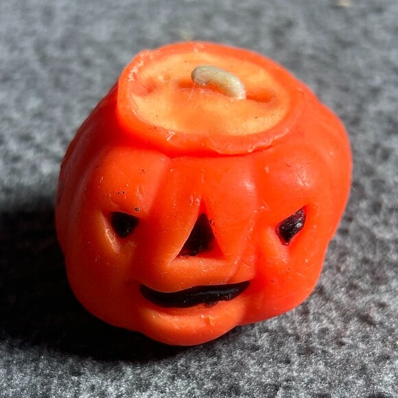 VINTAGE HALLOWEEN GURLEY PUMPKIN JACK O LANTERN UNUSED CANDLE - Picture 1 of 9